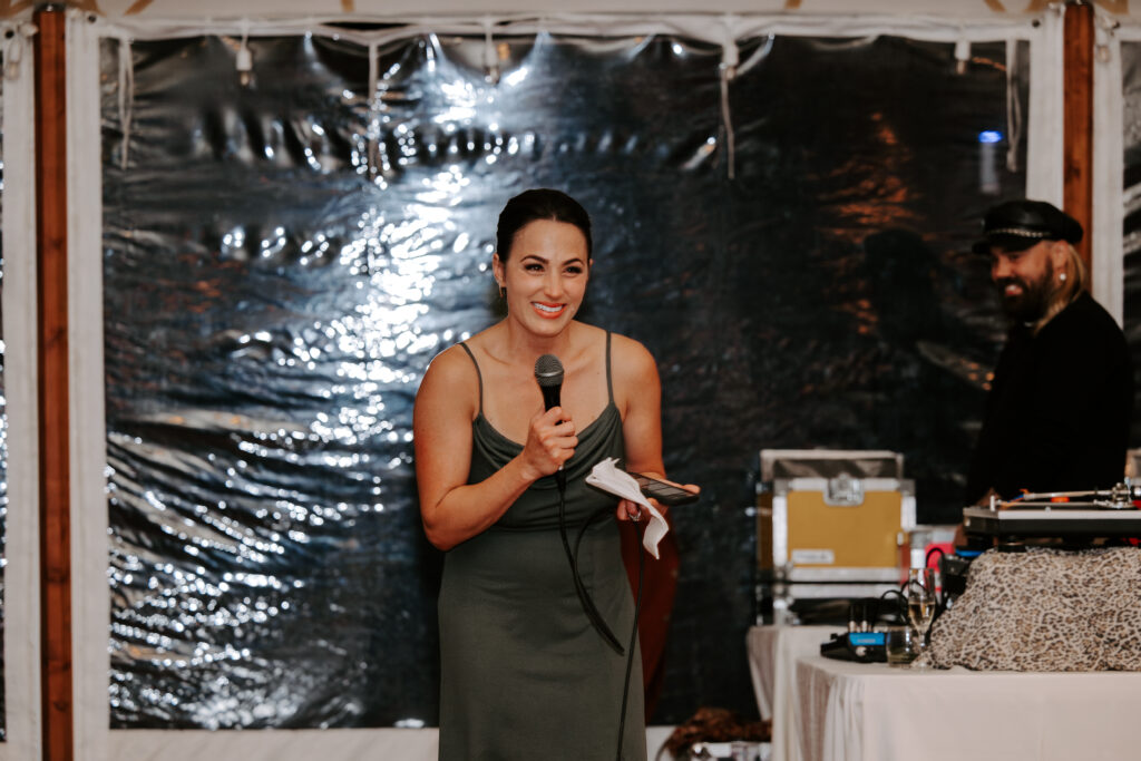 Maid of honor gives speech at her best friend's fall wedding at The Willowdale Estate