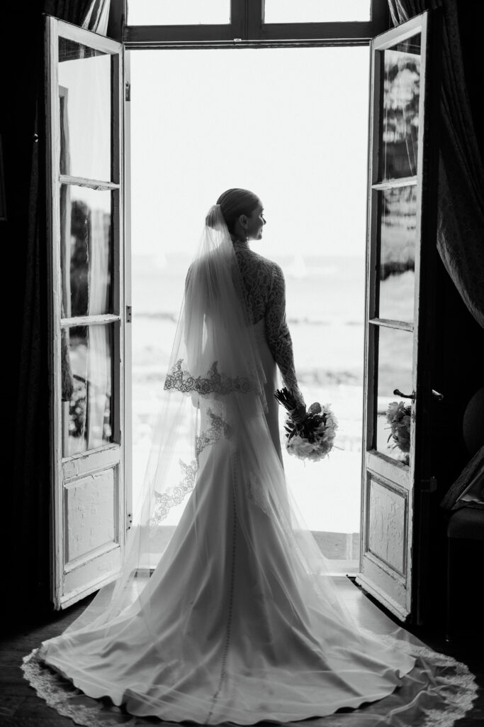 Bridal silhouette portrait at Misselwood Events at Endicott College