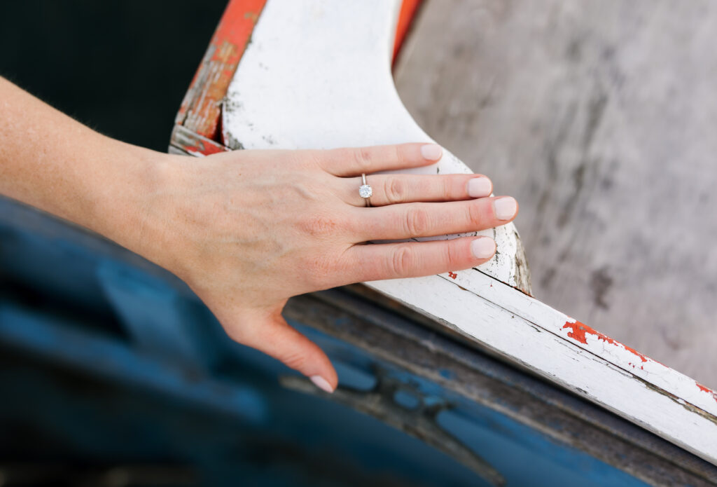 Massachusetts engagement session detail ring shot