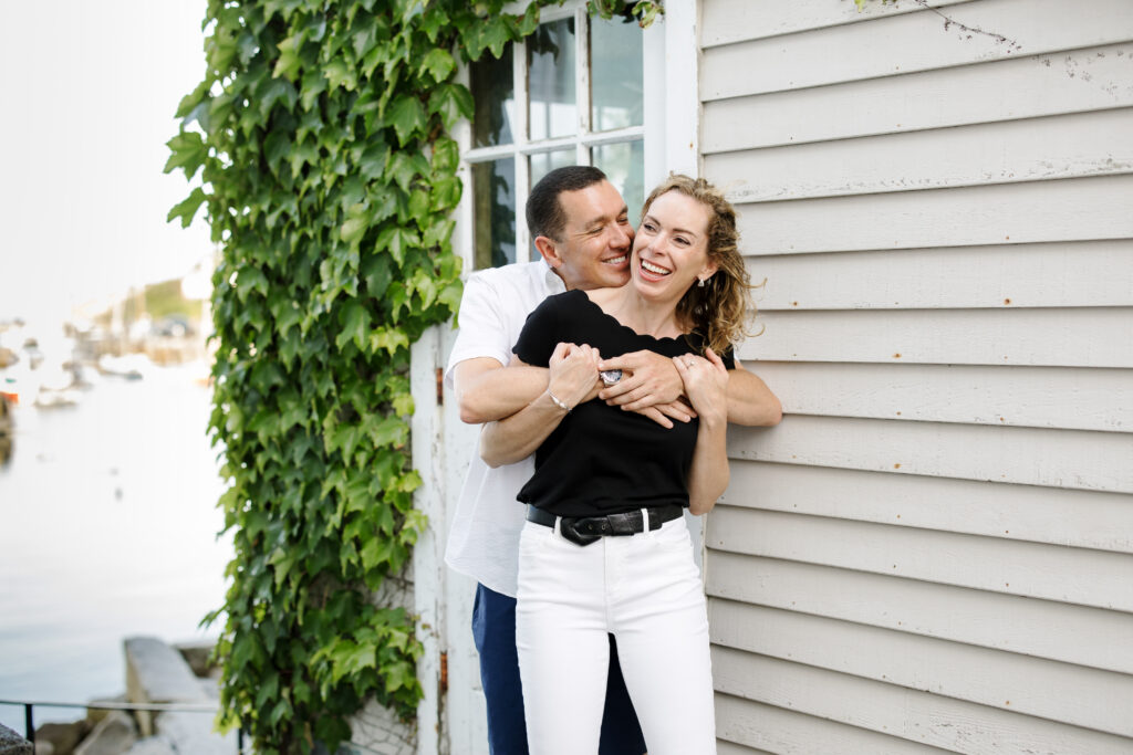 Summer coastal engagement session in Rockport, Massachusetts. Boston and New England Wedding Photographer