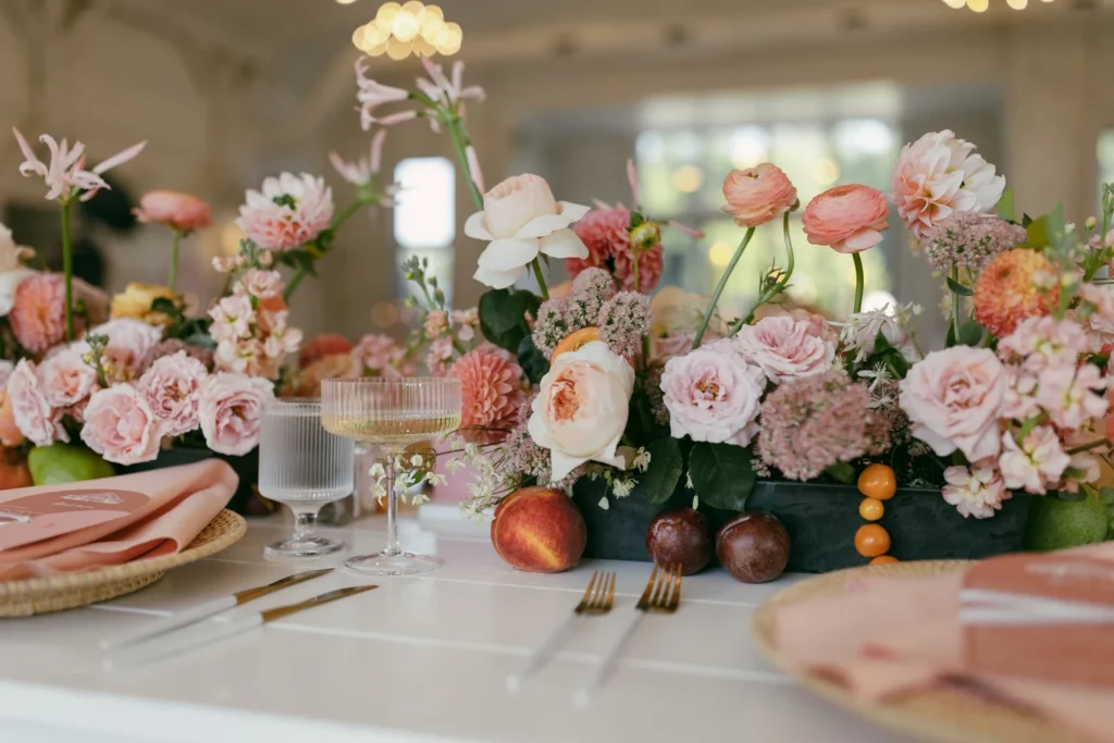 Tablescape at The Greenery wedding venue, Milton, NH