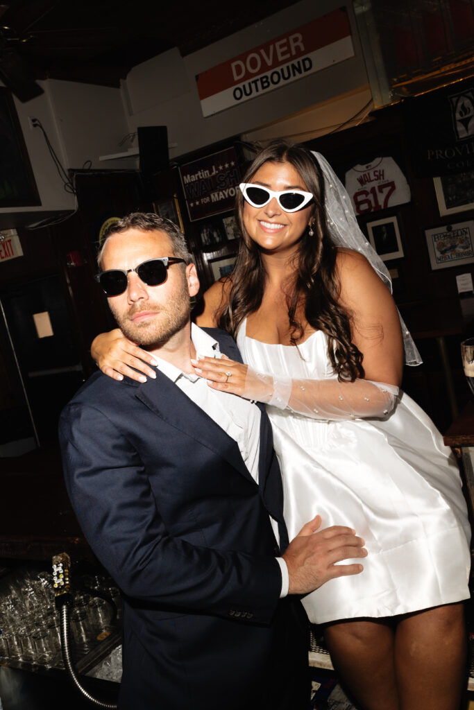 editorial date night bar engagement photos in boston