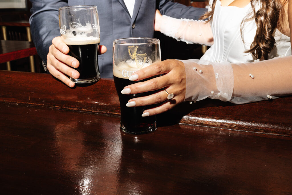 editorial date night bar engagement photos in boston