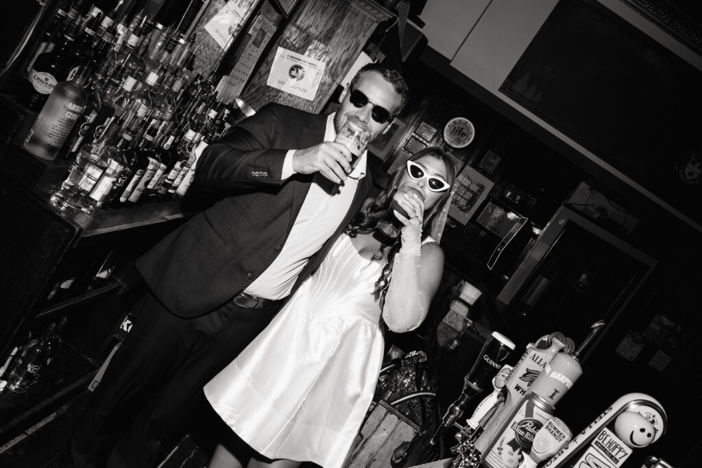 editorial date night bar engagement photos in boston
