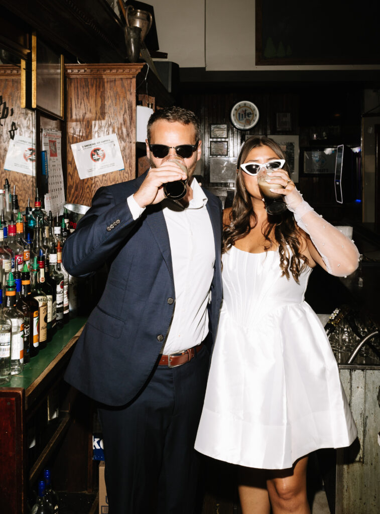editorial date night bar engagement photos in boston