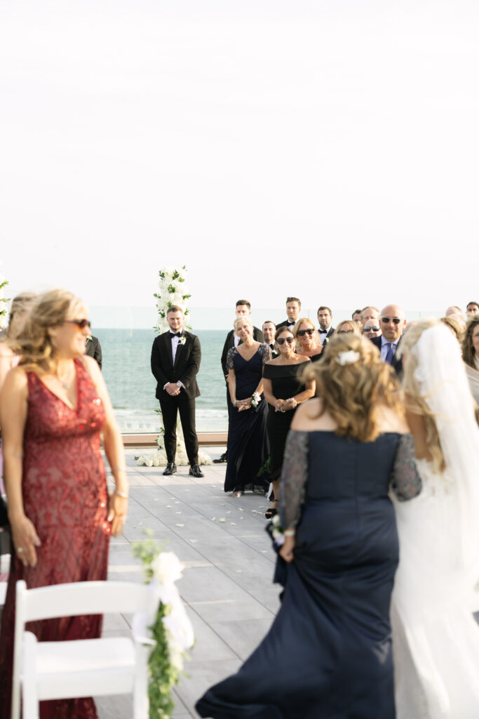 Bride and groom at wedding ceremony Cape Cod
