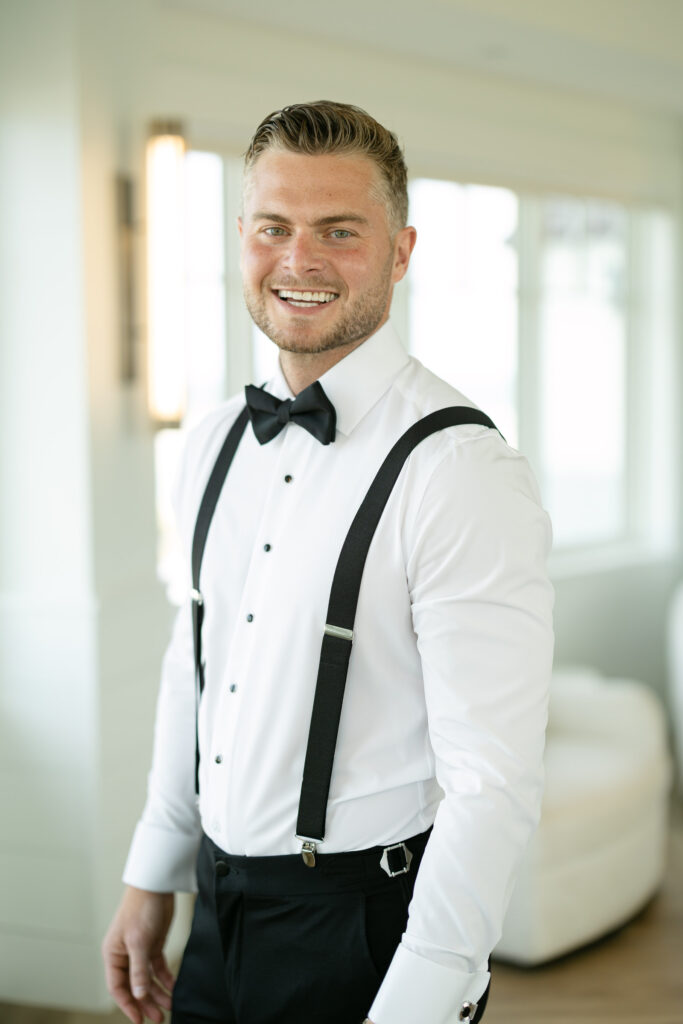 Groom getting ready photos at The Dune at Wychmere Beach Club wedding venue