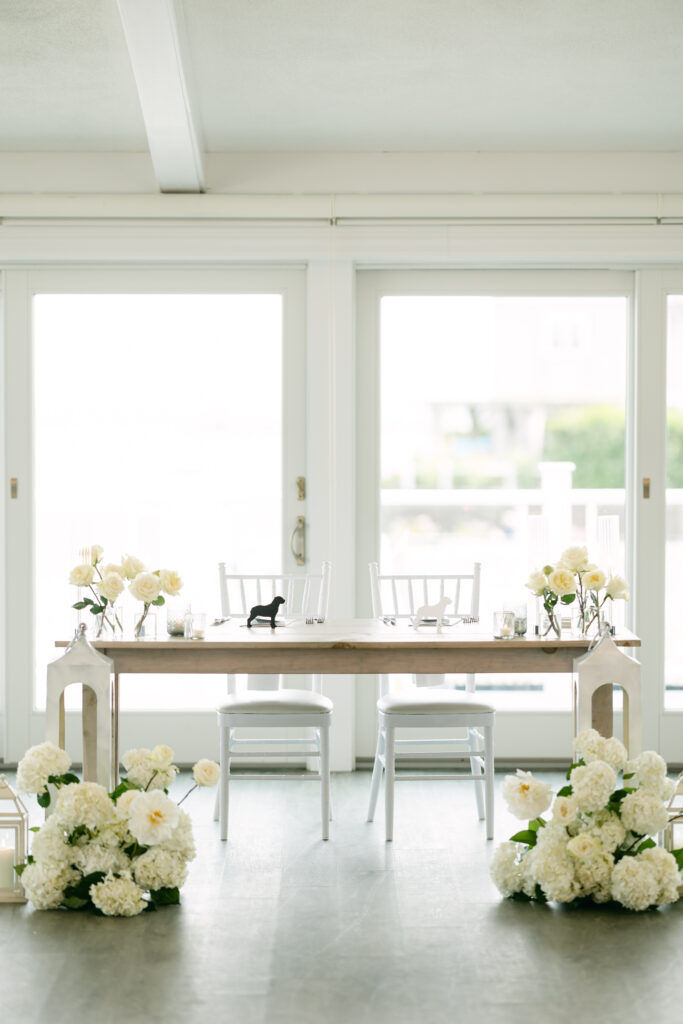 Wedding reception details at The Ocean Room at Wychmere Beach Club wedding venue in Harwich Port, Cape Cod