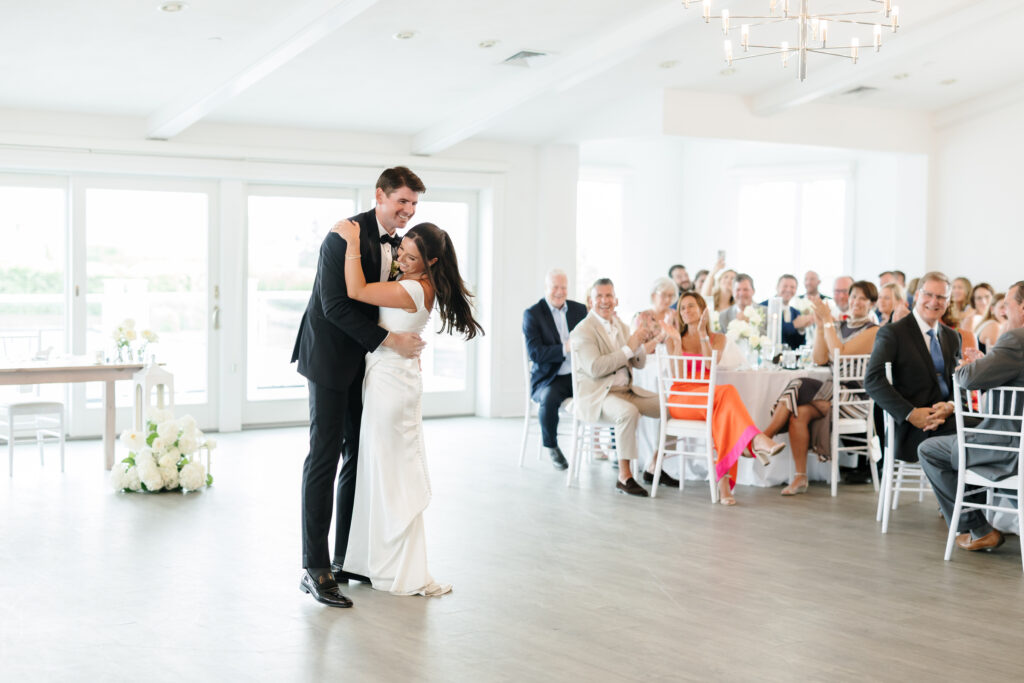 Wedding reception at The Ocean Room at Wychmere Beach Club wedding venue in Harwich Port, Cape Cod