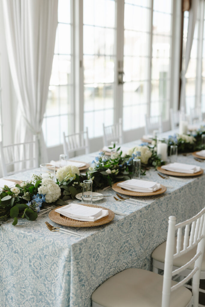 Reception details at The Harbor Room wedding venue at Wychmere Beach Club on Cape Cod