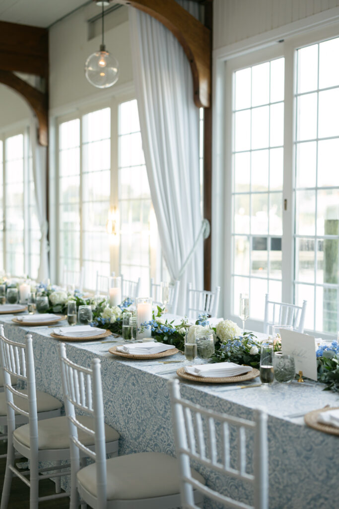 Reception details at The Harbor Room wedding venue at Wychmere Beach Club on Cape Cod