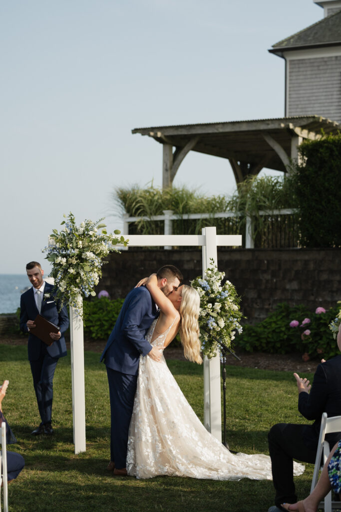 wedding ceremony at The Harbor Room wedding venue at Wychmere Beach Club on Cape Cod