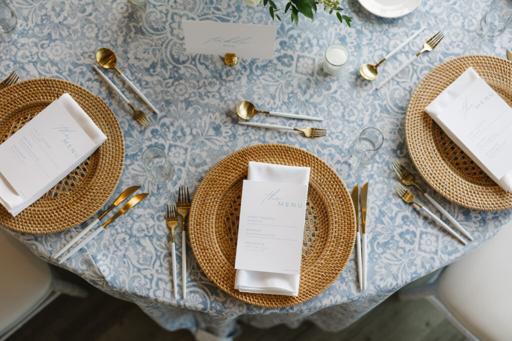 Reception details at The Harbor Room wedding venue at Wychmere Beach Club on Cape Cod