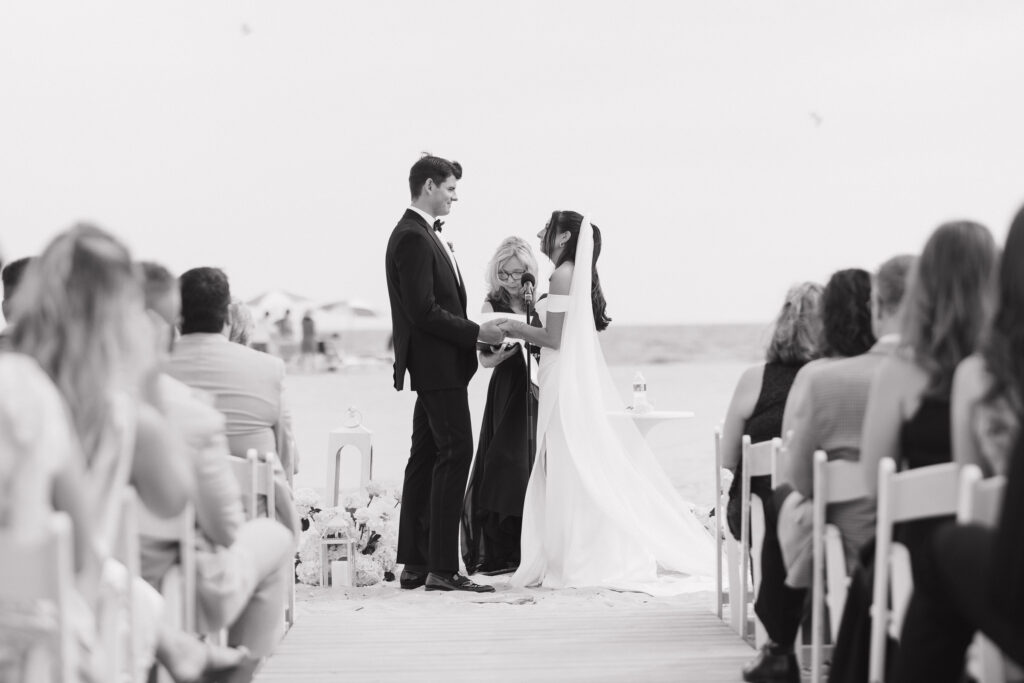 Beach wedding ceremony at Wychmere Beach Club in Harwich Port, Cape Cod