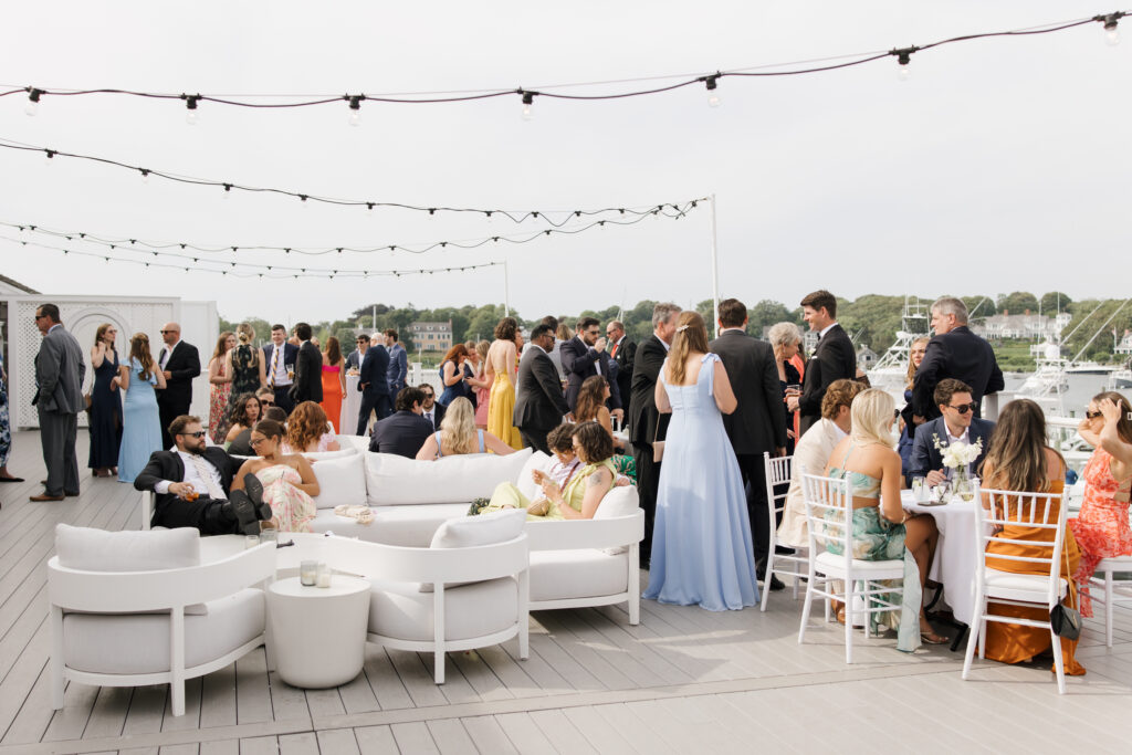 Cocktail hour at Wychmere Beach Club wedding venue in Harwich Port, Cape Cod