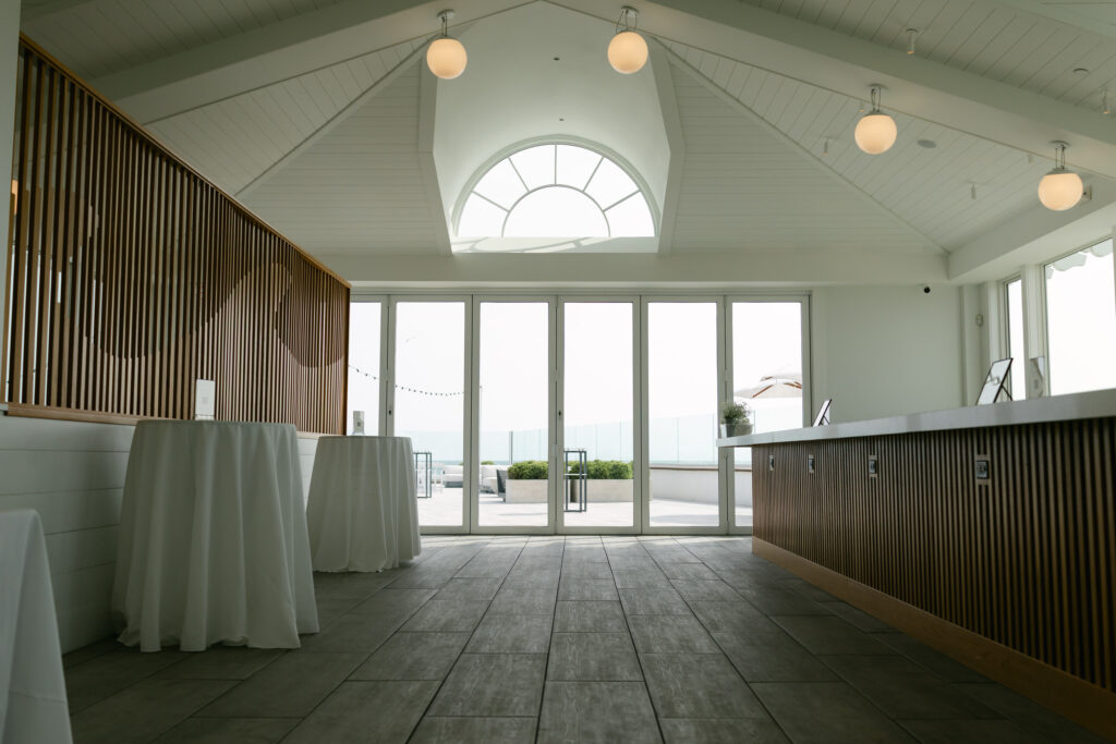 Cocktail hour space at The Dune at Wychmere Beach Club wedding venue on Cape Cod