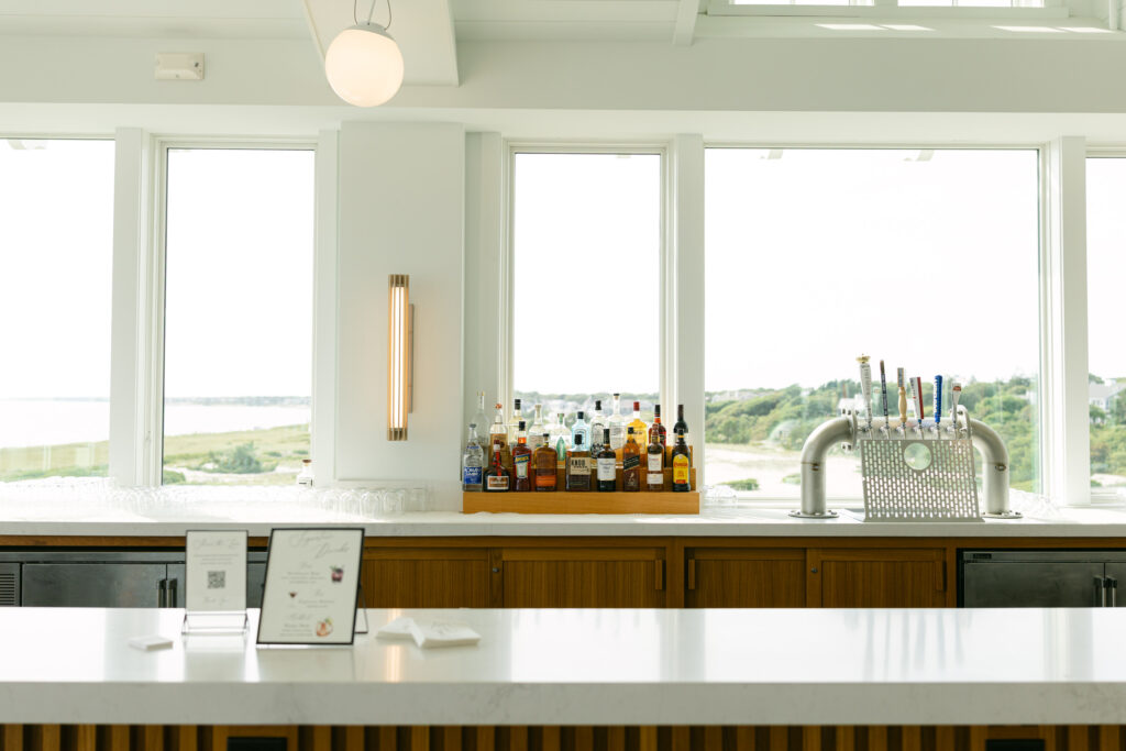 Cocktail hour space at The Dune at Wychmere Beach Club wedding venue on Cape Cod