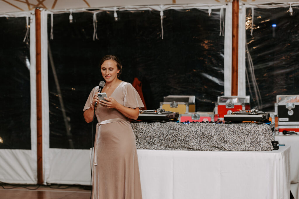 Bridesmaid gives speech at her best friend's wedding at The Willowdale Estate