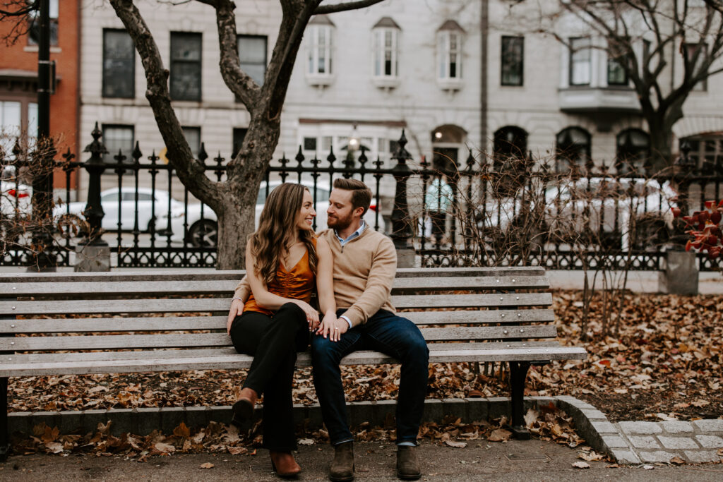 Engagement photos in The Commons in Boston Massachusetts