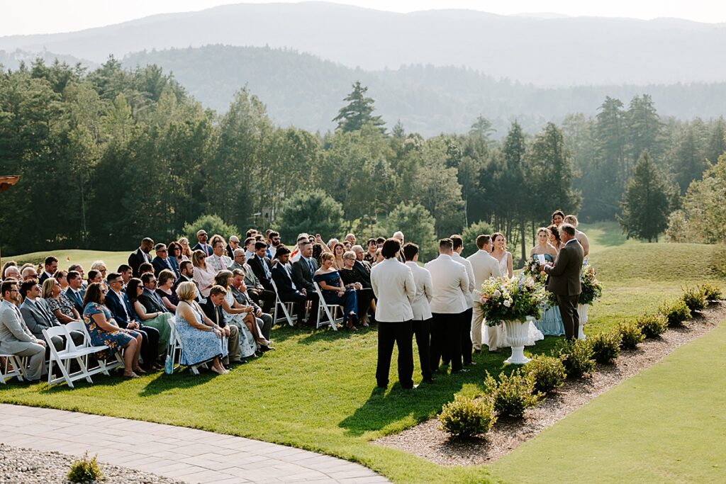 Wedding Ceremony at Owl's Nest Resort in Thornton, NH. The essential wedding planning steps for newly engaged couples