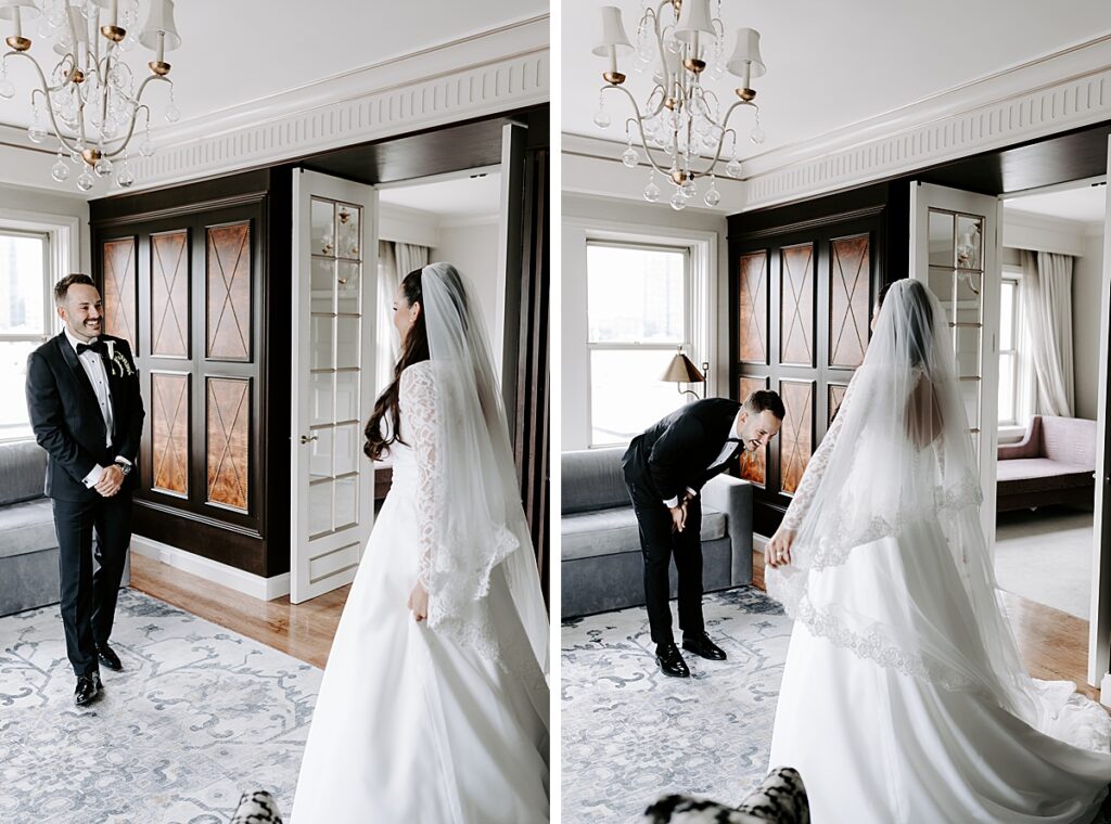 Groom is shocked when he sees his bride for the first time on their wedding day