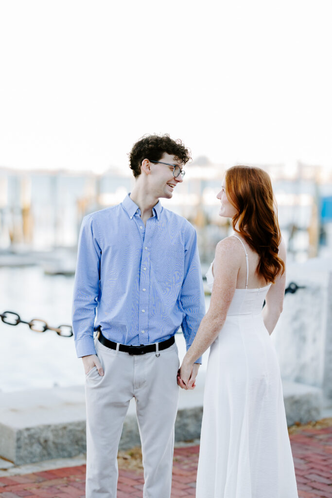 Boston engagement photos bride and groom smiling