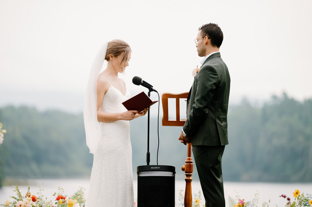 Wedding ceremony at Ogontz White Mountain Resort, New Hampshire Wedding Photographer
