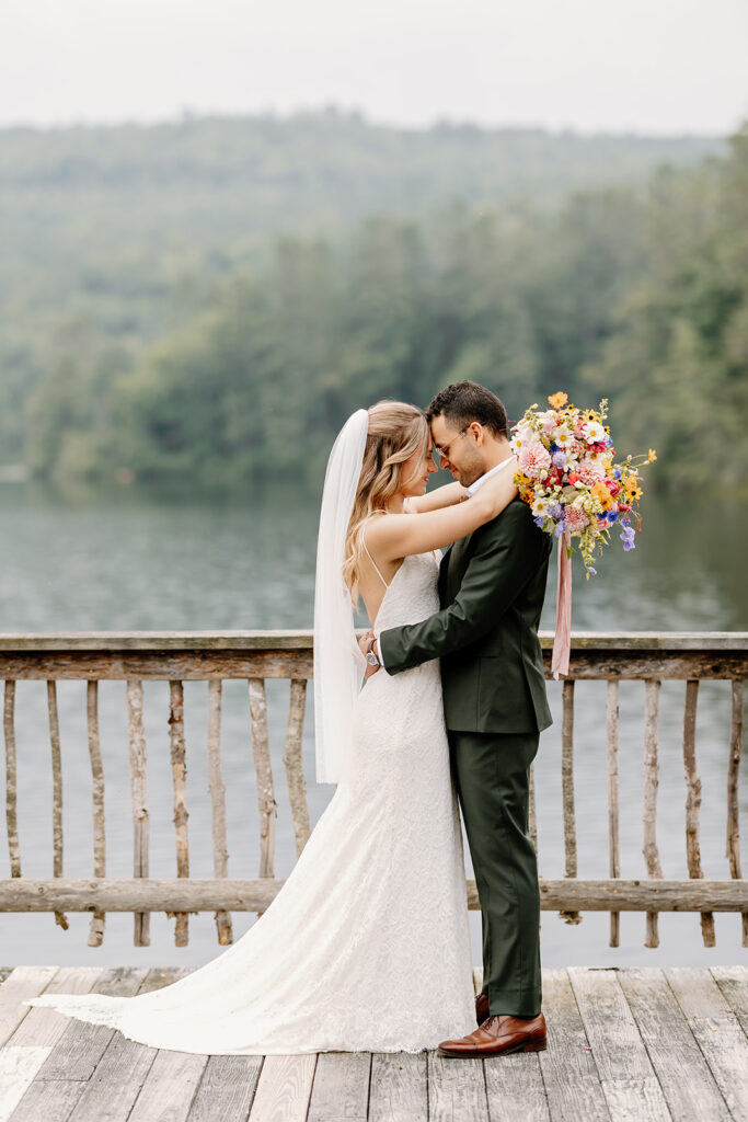 Outdoor wedding portraits at Ogontz White Mountain Resort in New Hampshire, New England wedding photographer