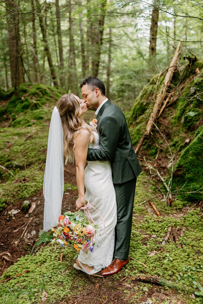 Outdoor wedding portraits at Ogontz White Mountain Resort in New Hampshire, New England wedding photographer