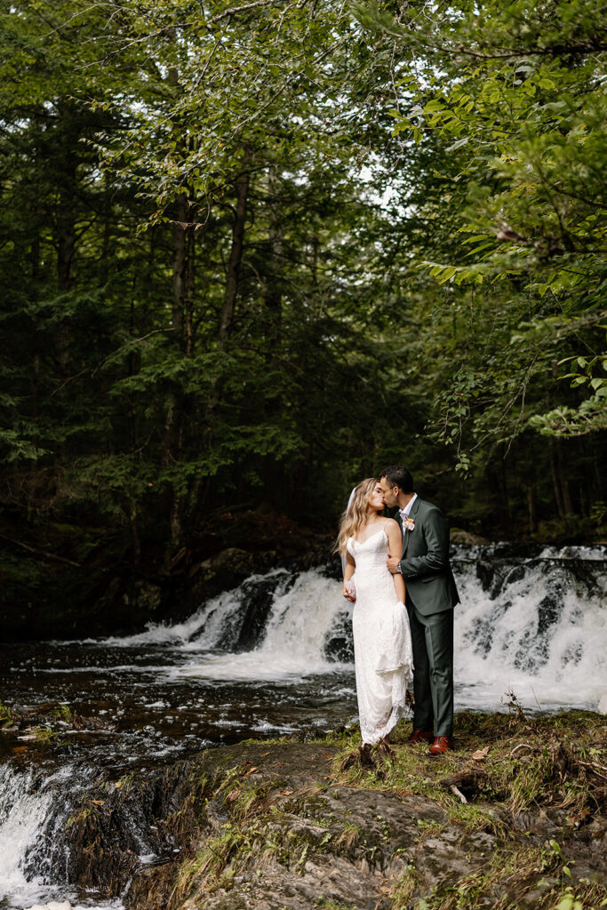 Outdoor wedding portraits at Ogontz White Mountain Resort in New Hampshire, New England wedding photographer