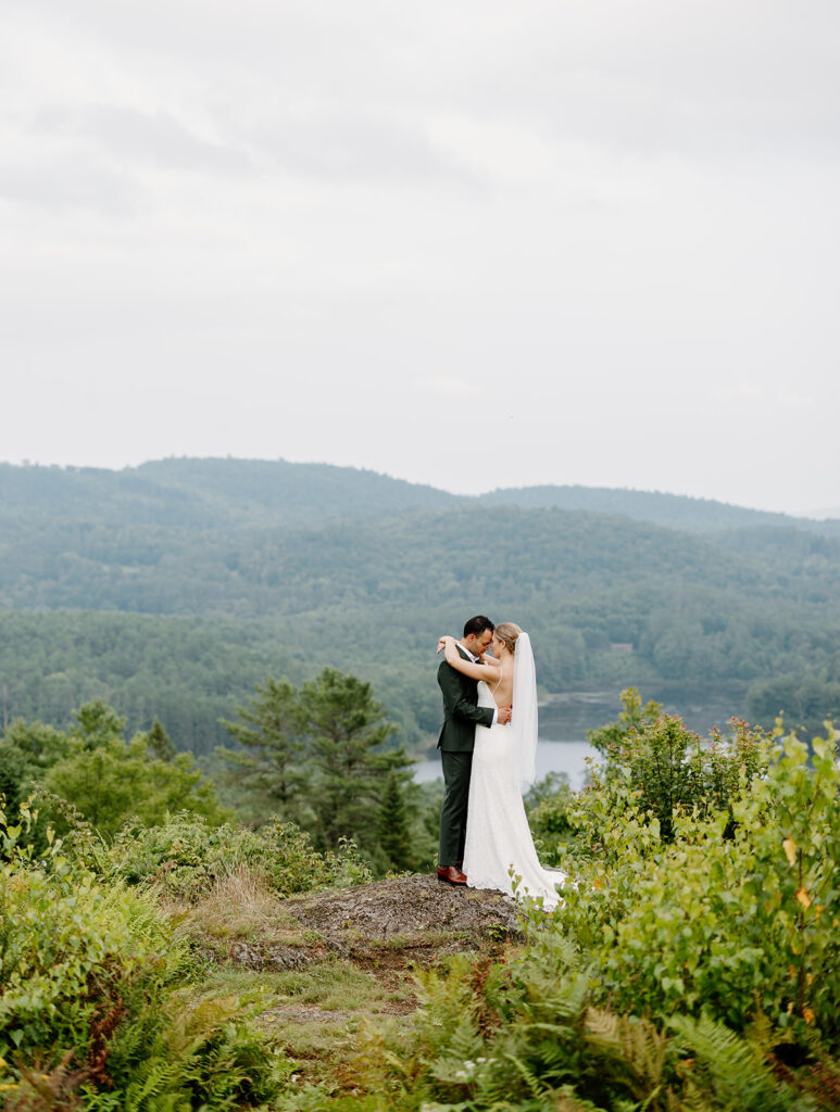 Outdoor wedding portraits at Ogontz White Mountain Resort in New Hampshire, New England wedding photographer