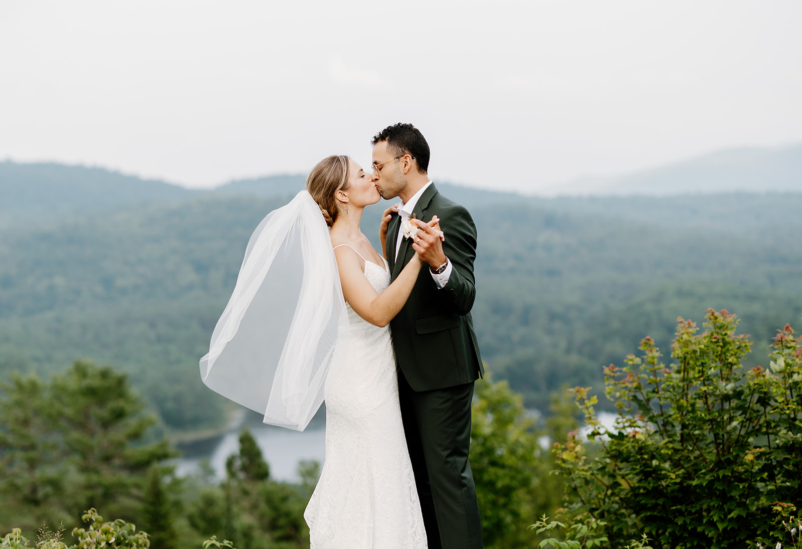 Bride and groom portraits at Ogontz White Mountain Resort wedding venue in Lyman, New Hampshire
