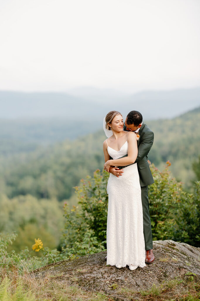 Outdoor wedding portraits at Ogontz White Mountain Resort in New Hampshire, New England wedding photographer
