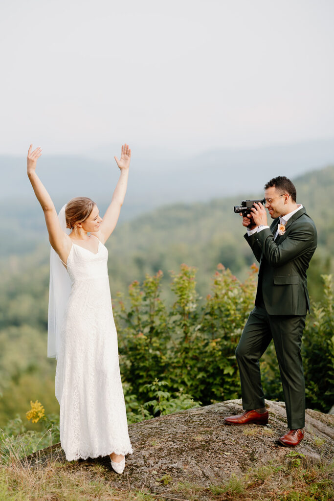 Outdoor wedding portraits at Ogontz White Mountain Resort in New Hampshire, New England wedding photographer