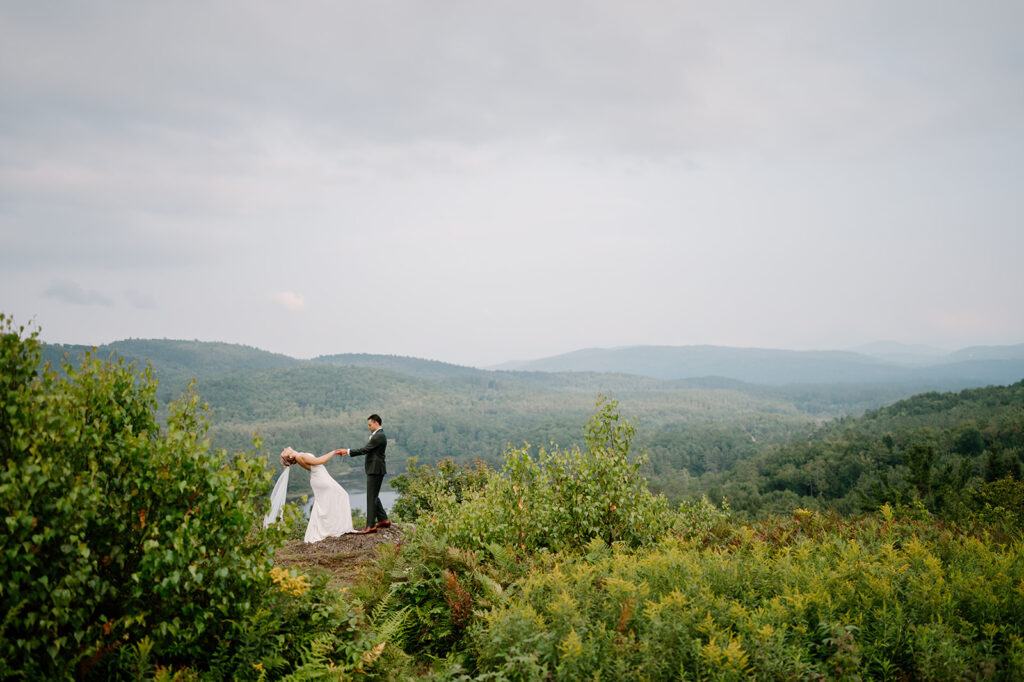 Outdoor wedding portraits at Ogontz White Mountain Resort in New Hampshire, New England wedding photographer