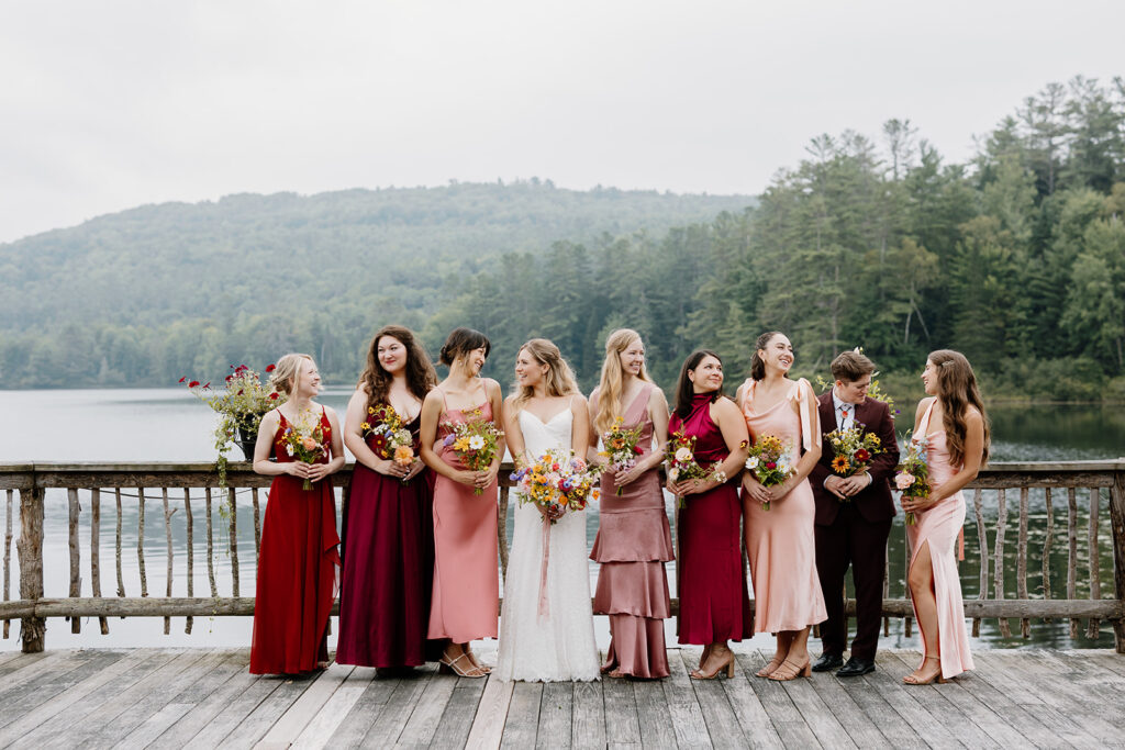 Wedding party photos at Ogontz White Mountain Resort New Hampshire, New England wedding photographer