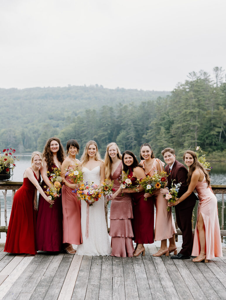 Wedding party photos at Ogontz White Mountain Resort New Hampshire, New England wedding photographer