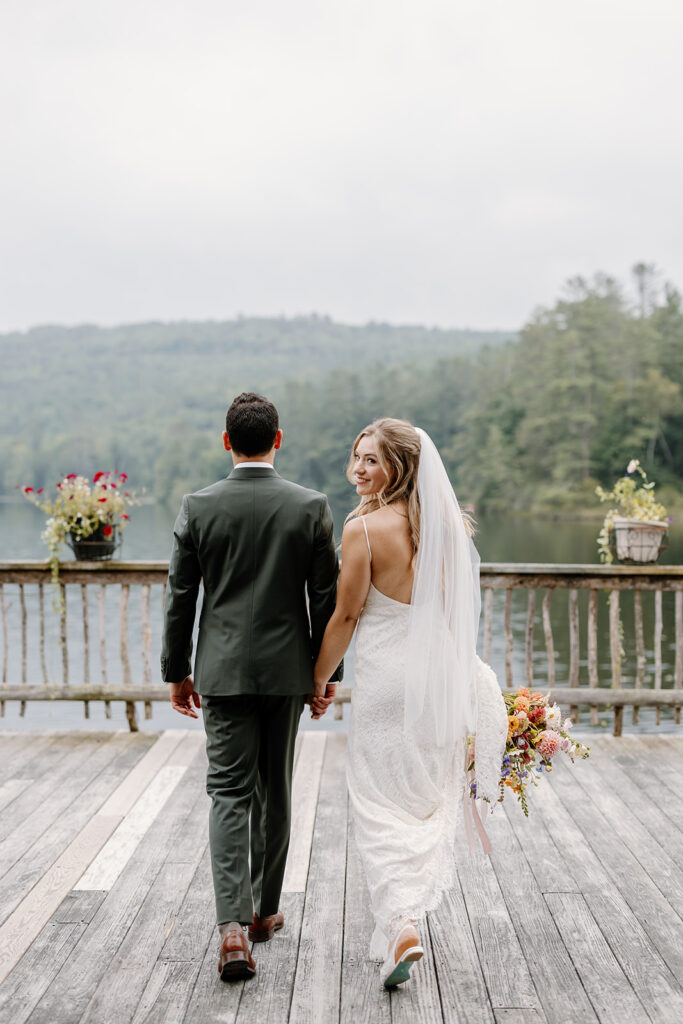 Outdoor wedding portraits at Ogontz White Mountain Resort in New Hampshire, New England wedding photographer