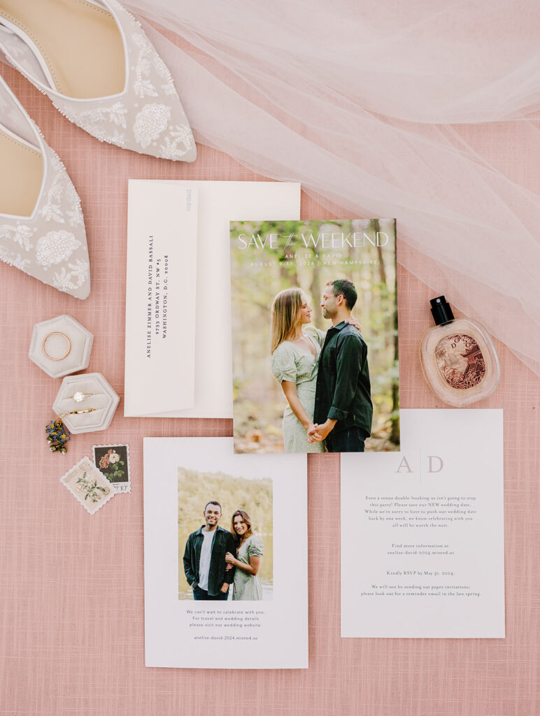 Wedding day detail photos at Ogontz White Mountain Resort
