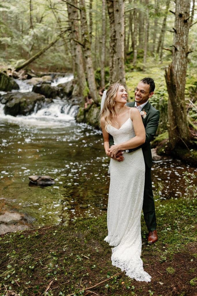 Outdoor wedding portraits at Ogontz White Mountain Resort in New Hampshire, New England wedding photographer