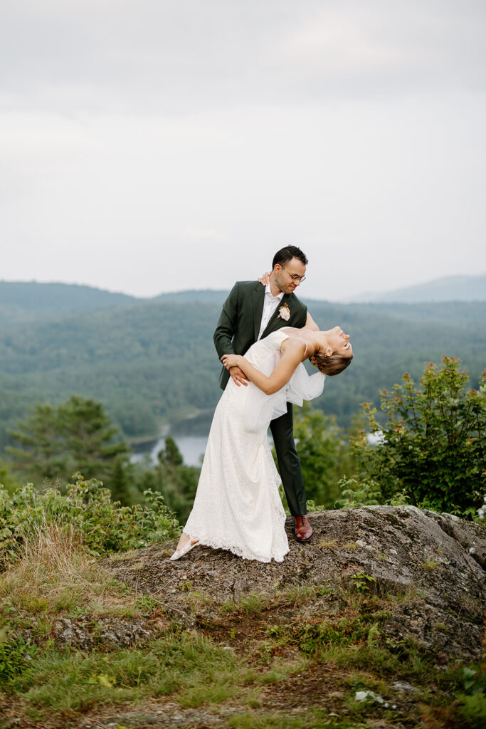 Outdoor wedding portraits at Ogontz White Mountain Resort in New Hampshire, New England wedding photographer