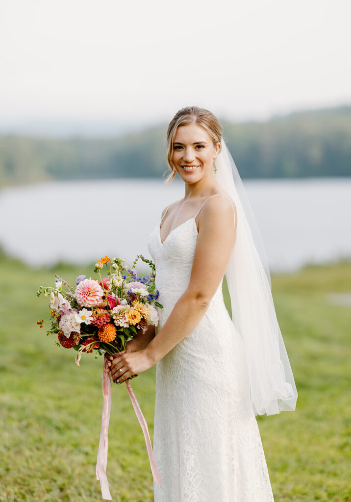 Outdoor wedding portraits at Ogontz White Mountain Resort in New Hampshire, New England wedding photographer
