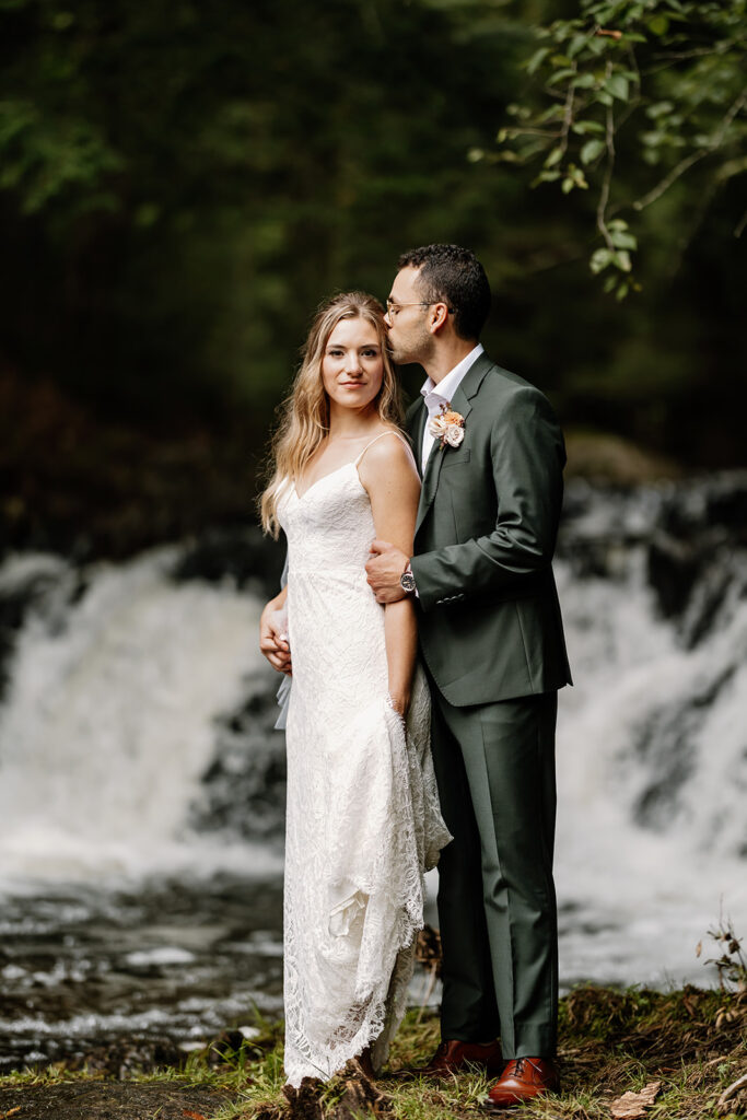 Outdoor wedding portraits at Ogontz White Mountain Resort in New Hampshire, New England wedding photographer